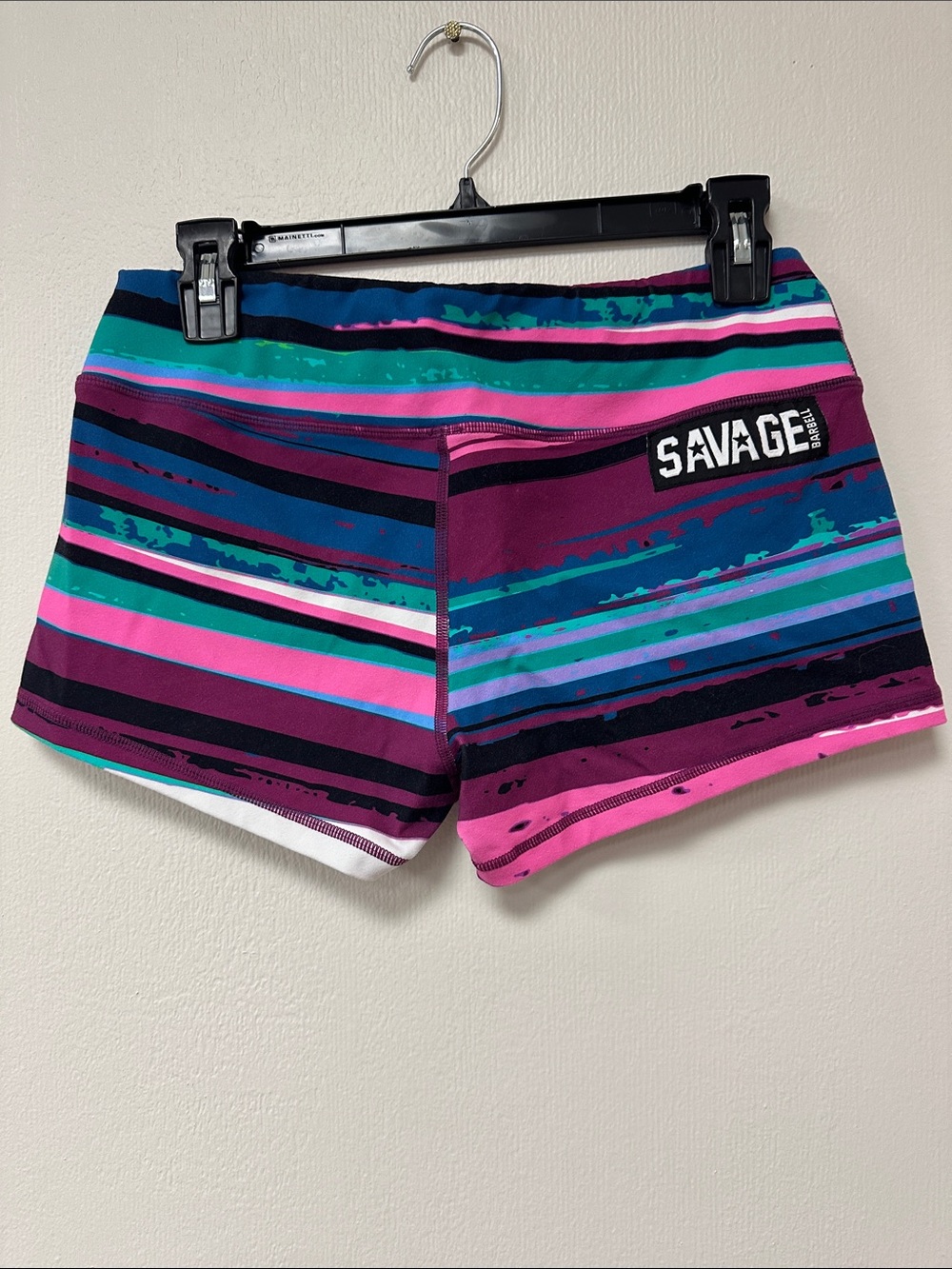 Women’s Multicolor Striped Athletic Shorts - Pink & Purple